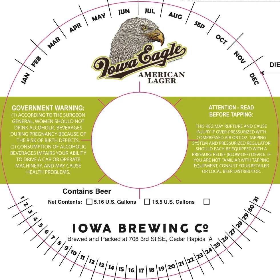 Iowa Eagle American Lager — full label as filed with TTB