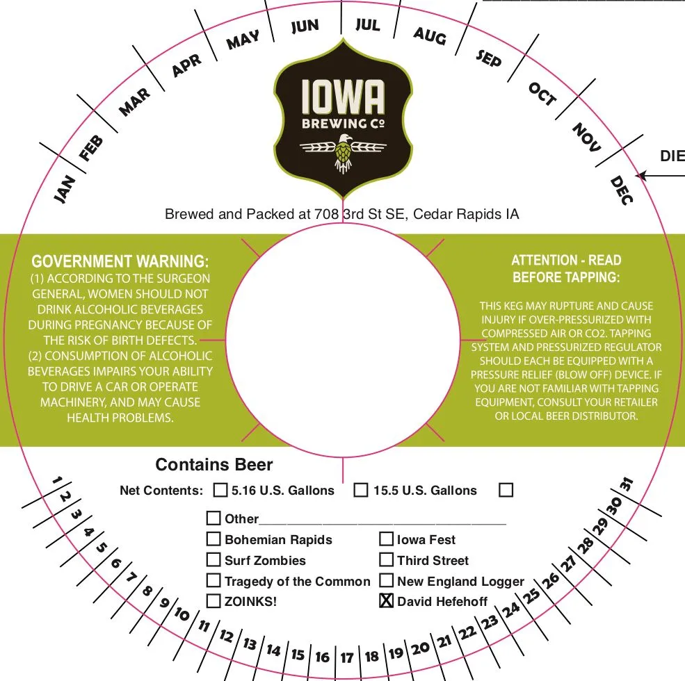 David Hefehoff — full label as filed with TTB