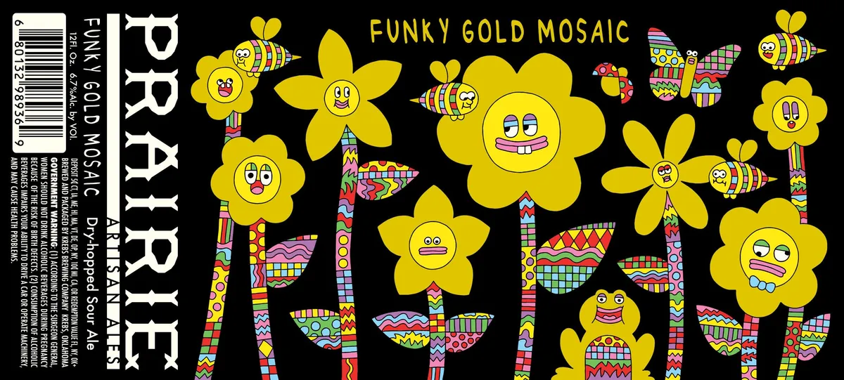 Funky Gold Mosaic label art — PRAIRIE ARTISAN ALES