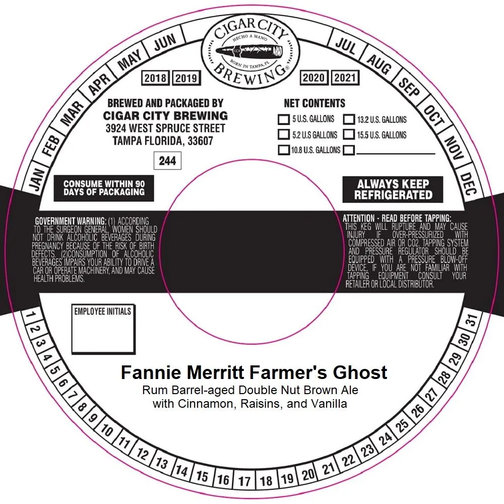 Fannie Merritt Farmer's Ghost — full label as filed with TTB