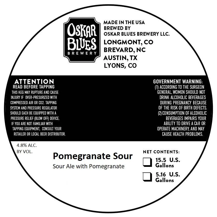 Pomegranate Sour — full label as filed with TTB