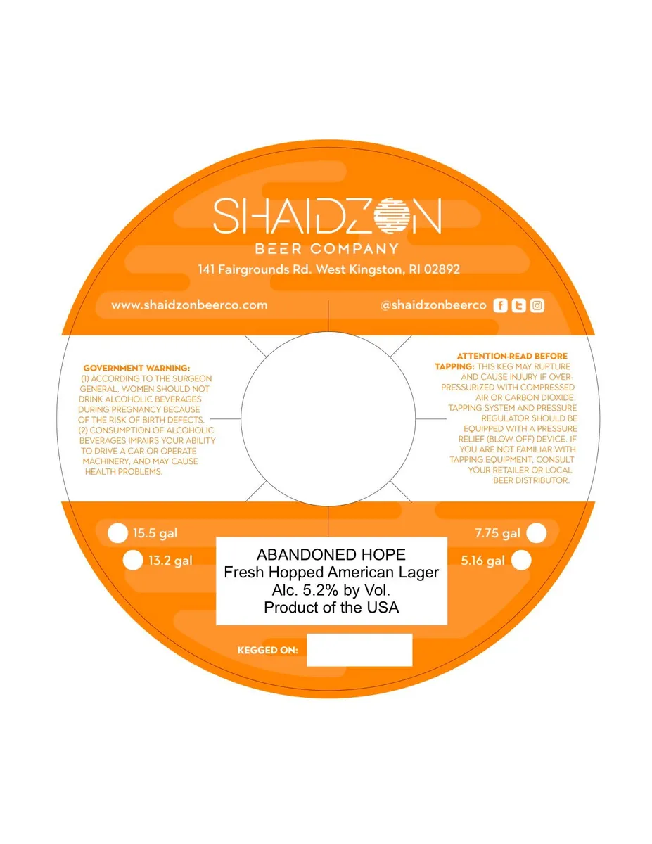 Abandoned Hope — full label as filed with TTB