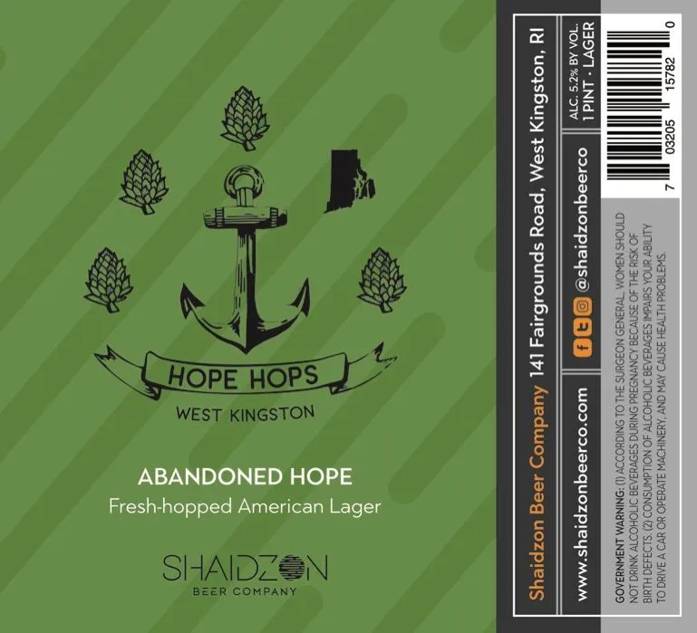 Abandoned Hope — full label as filed with TTB