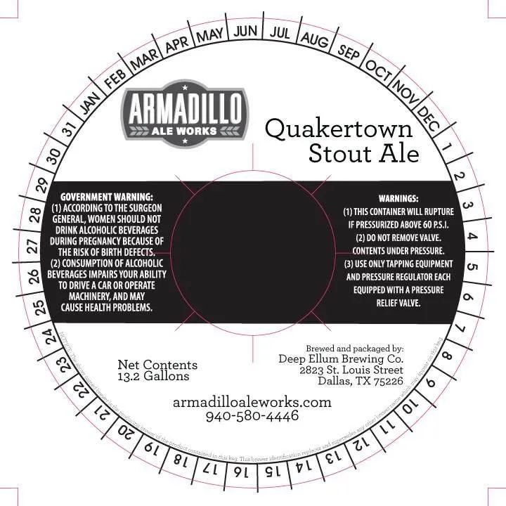 Quakertown Stout Ale — full label as filed with TTB
