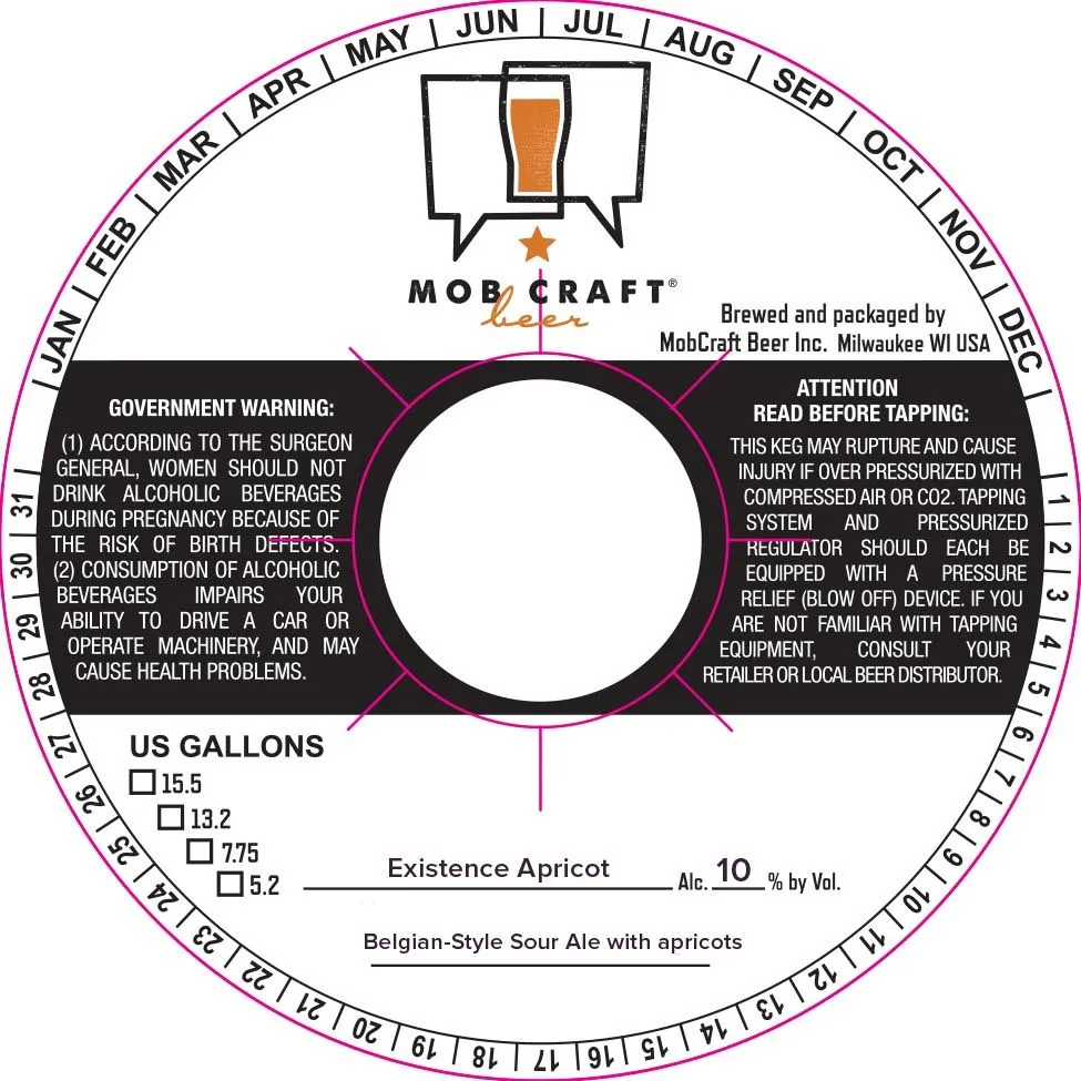Existence Apricot — full label as filed with TTB