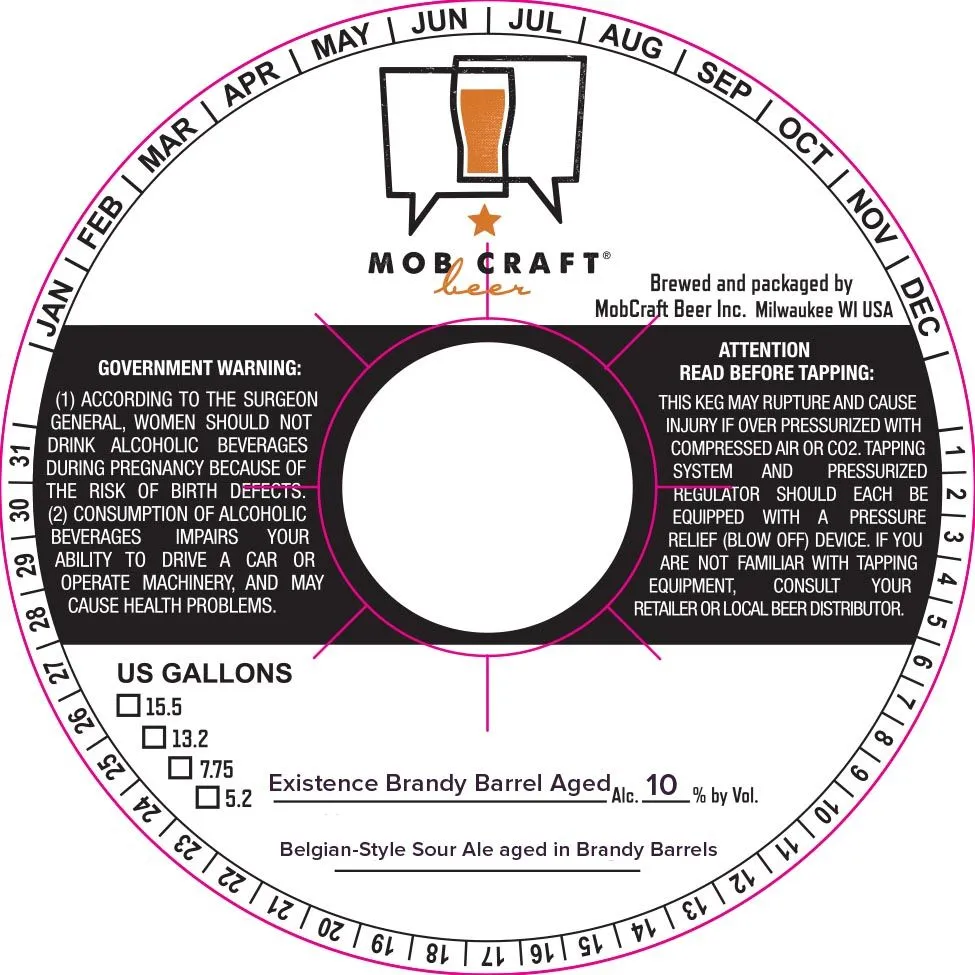 Existence Brandy Barrel Aged — full label as filed with TTB