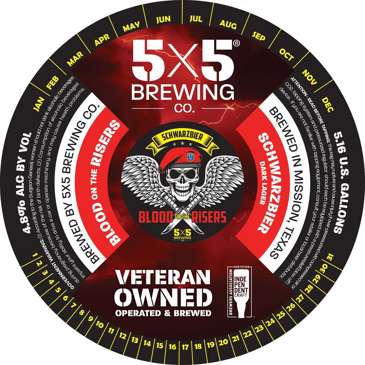 Blood On The Risers label art — 5X5 BREWING CO.