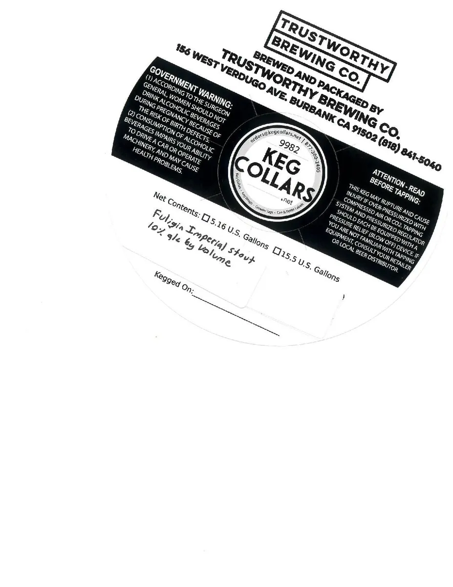 Fuligin Imperial Stout — full label as filed with TTB