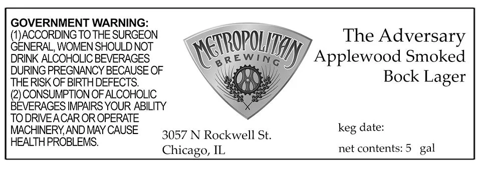 The Adversary Applewood Smoked Bock Lager — full label as filed with TTB