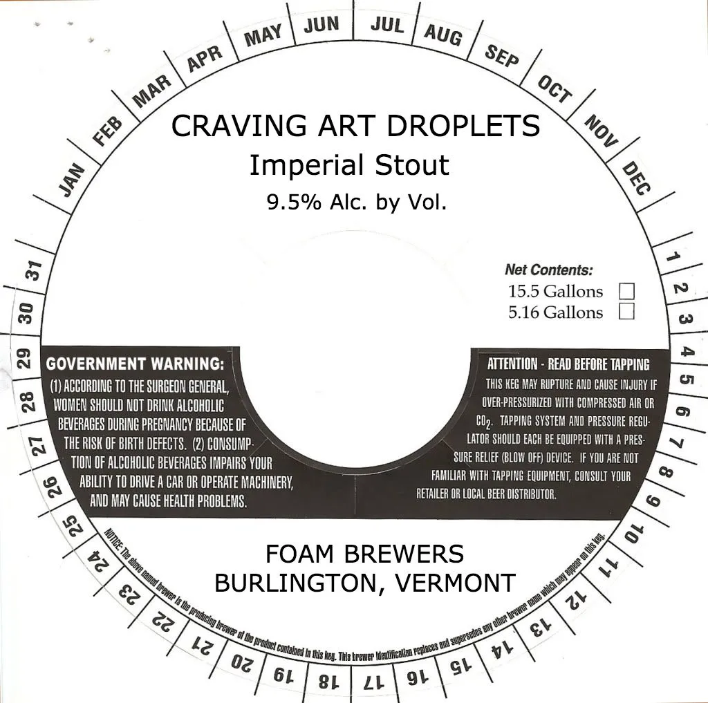 Craving Art Droplets — full label as filed with TTB