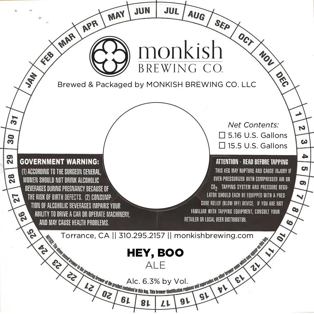 Hey, Boo — full label as filed with TTB