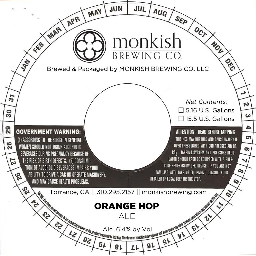 Orange Hop — full label as filed with TTB