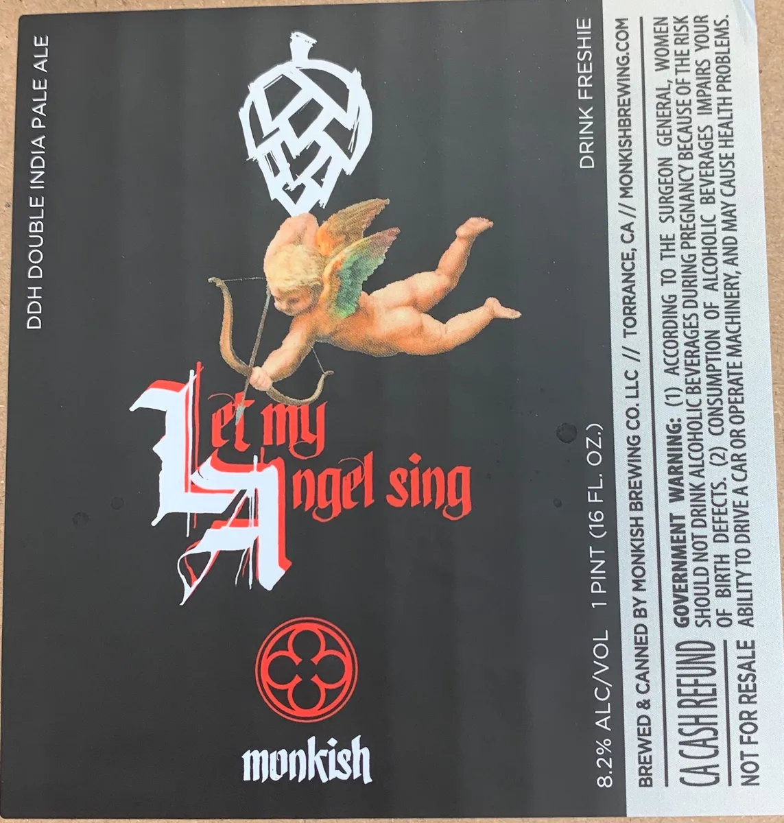 Let My Angel Sing label art — MONKISH BREWING CO LLC