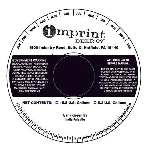 Gang Green 99 — full label as filed with TTB