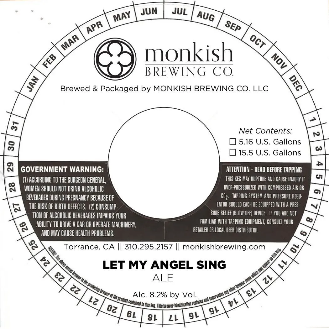 Let My Angel Sing — full label as filed with TTB