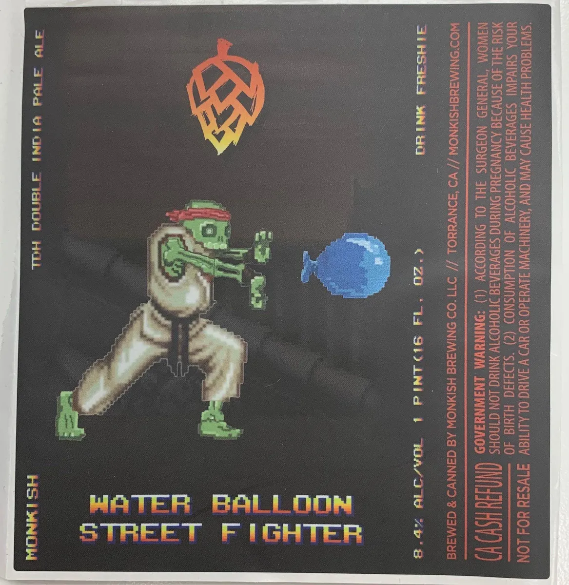 Water Balloon Street Fighter label art — MONKISH BREWING CO LLC