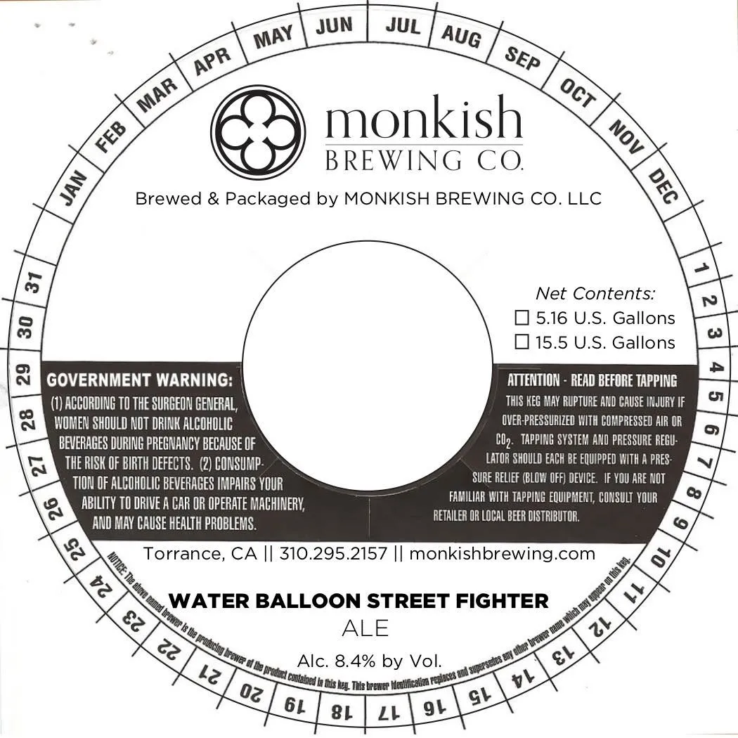 Water Balloon Street Fighter — full label as filed with TTB