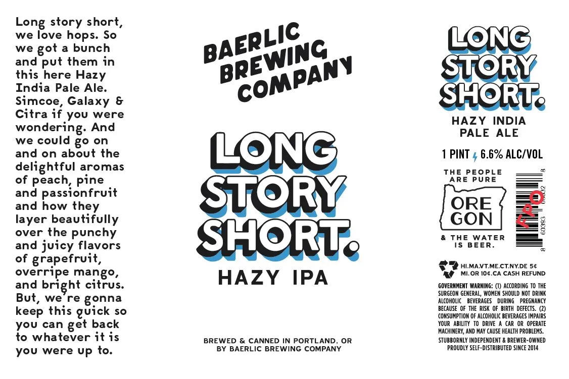Long Story Short label art — LONG STORY SHORT HAZY IPA