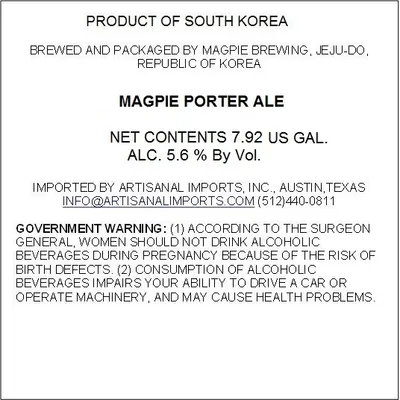 Magpie Porter Ale label