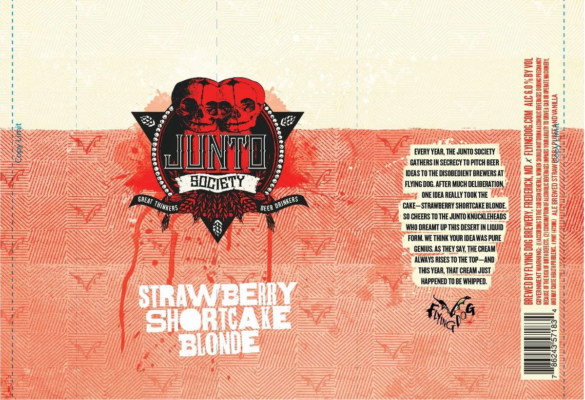 Junto Society Strawberry Shortcake Blonde — full label as filed with TTB