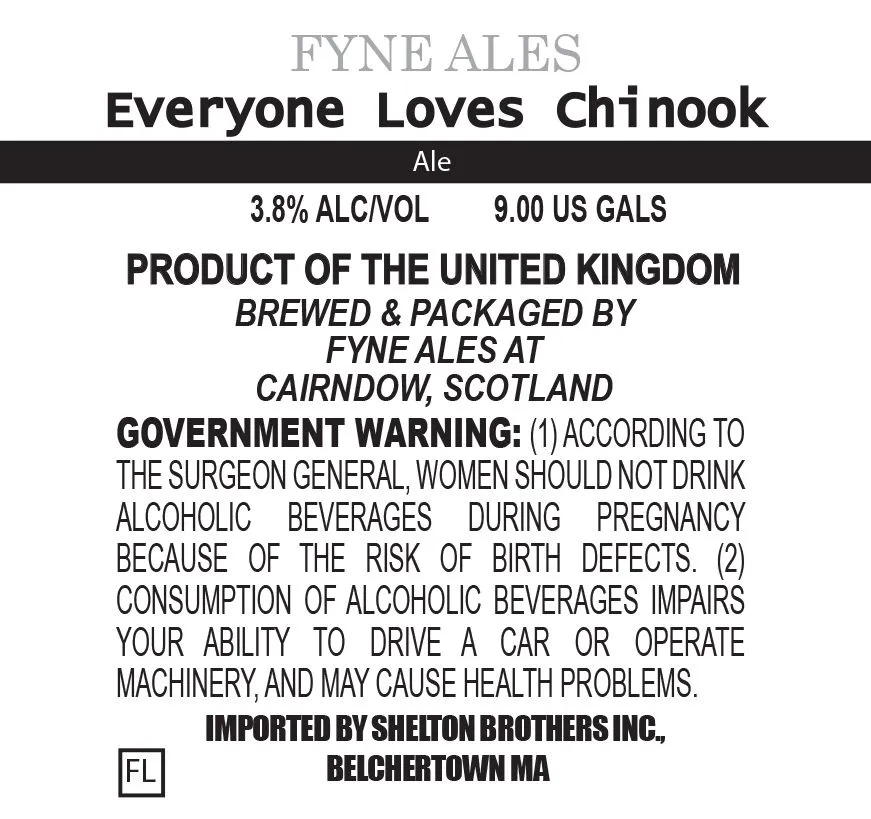 Everyone Loves Chinook — full label as filed with TTB