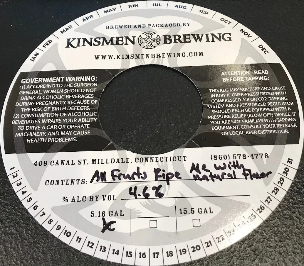 All Fruits Ripe Ale — full label as filed with TTB