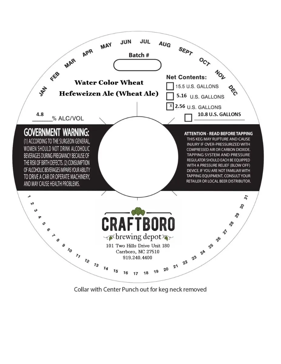 Water Color Wheat Hefeweizen Ale — full label as filed with TTB