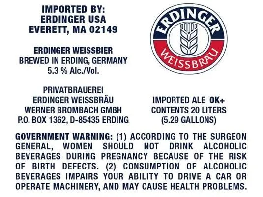 Weissbier — full label as filed with TTB