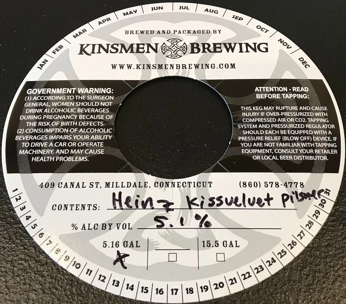 Heinz Kissvelvet Pilsner — full label as filed with TTB