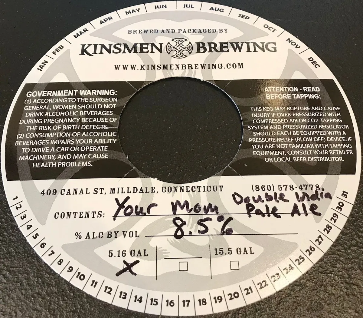 Your Mom Double India Pale Ale — full label as filed with TTB