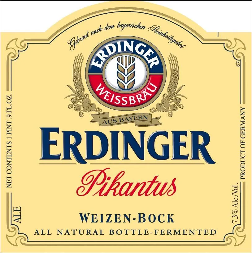 Erdinger Pikantus — full label as filed with TTB
