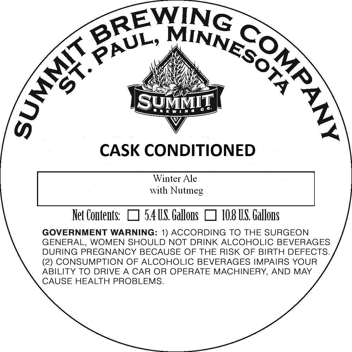 Winter Ale with Nutmeg — full label as filed with TTB