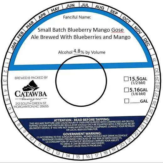 Small Batch Blueberry Mango Gose — full label as filed with TTB