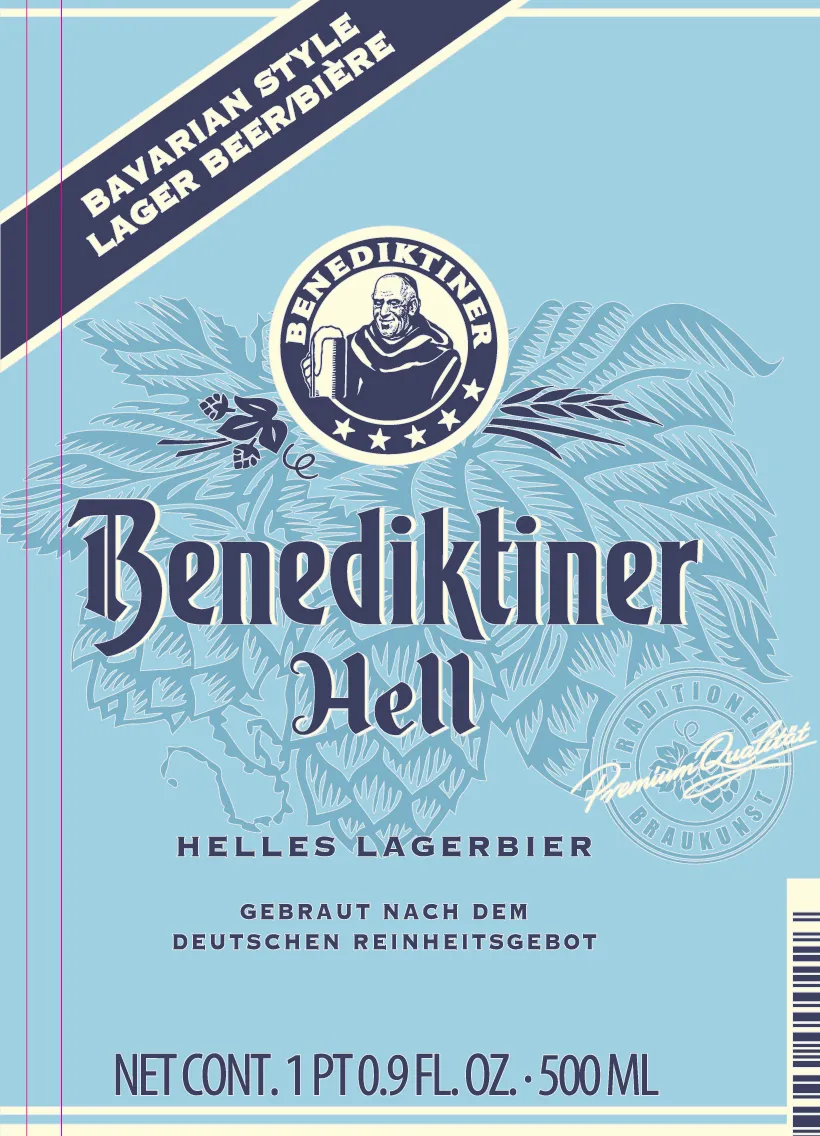 Benediktiner Hell — full label as filed with TTB