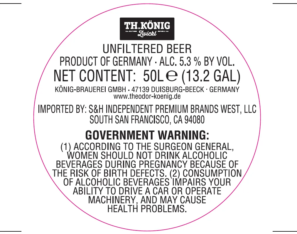 Th. König Zwickl — full label as filed with TTB