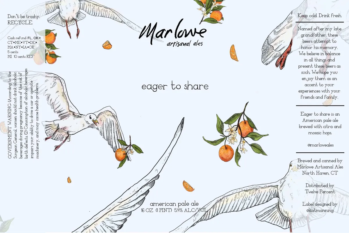 Eager to Share label art — MARLOWE ARTISANAL ALES