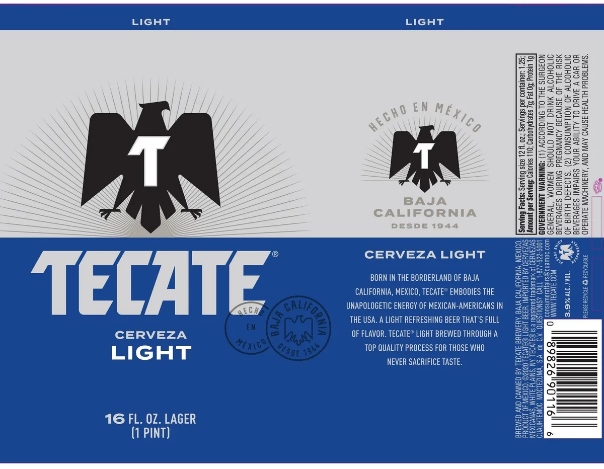 Tecate Light label art — TECATE LIGHT