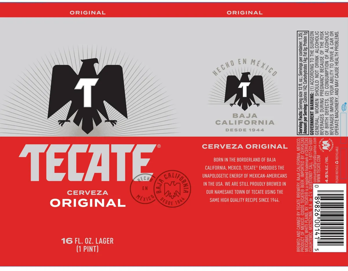 Tecate Cerveza Original label art — TECATE