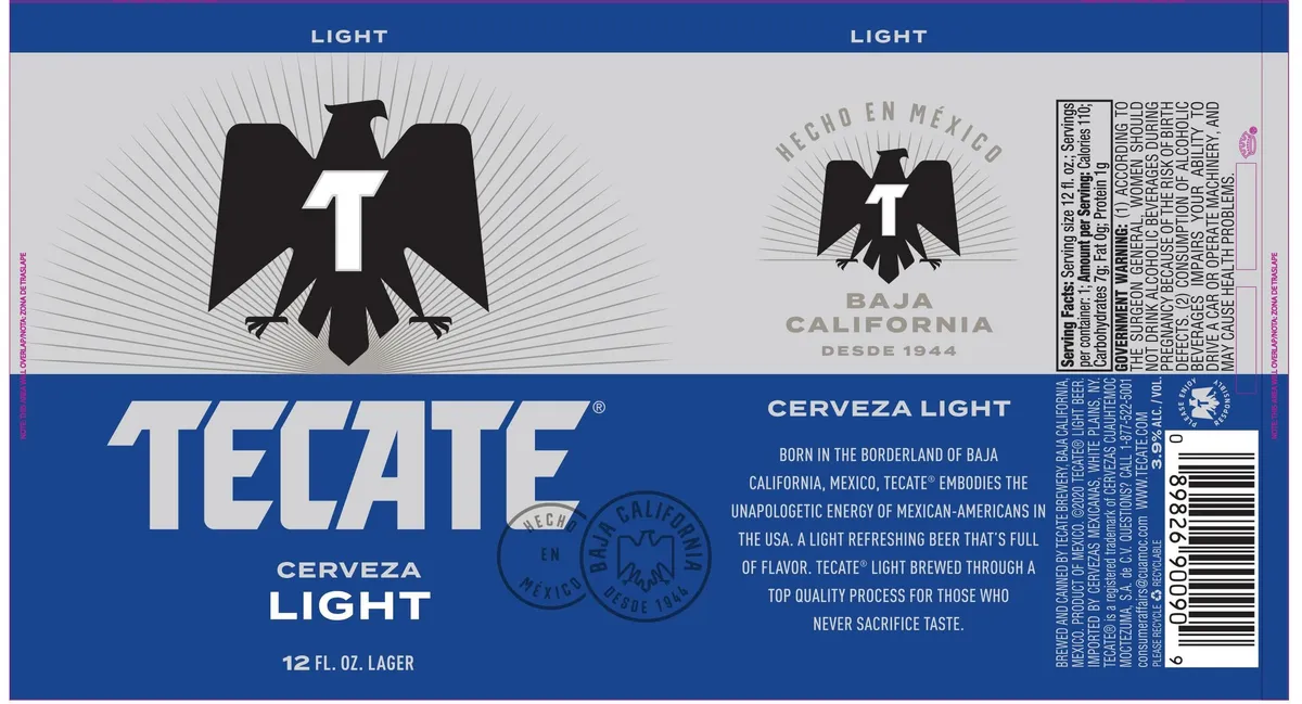 Tecate Light label art — TECATE LIGHT
