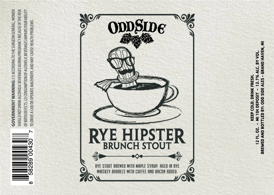 Rye Hipster Brunch Stout label art — ODD SIDE ALES