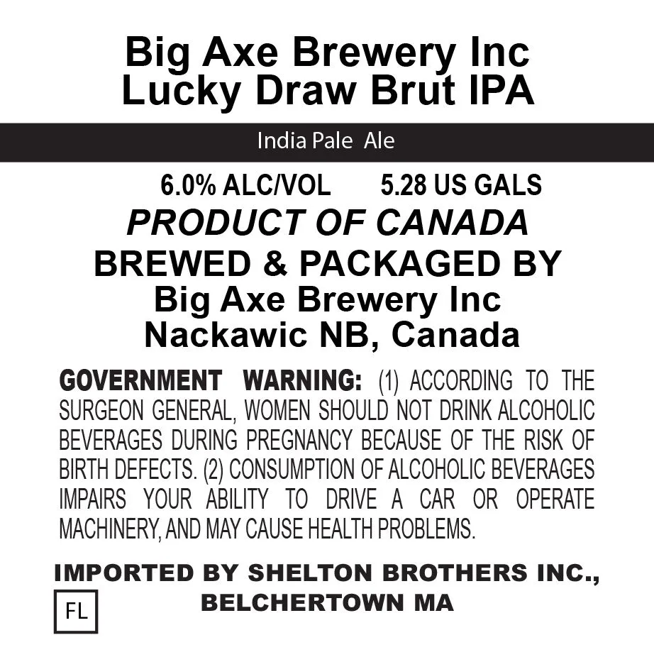 Lucky Draw Brut IPA label art — BIG AXE BREWERY INC