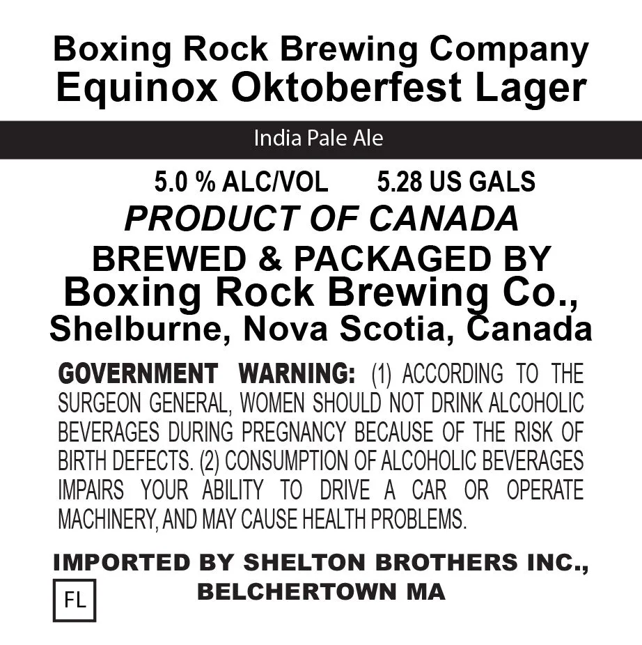 Equinox Oktoberfest Lager label art — BOXING ROCK BREWING COMPANY