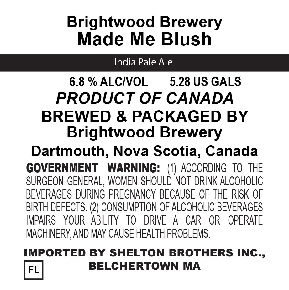 Made Me Blush — full label as filed with TTB