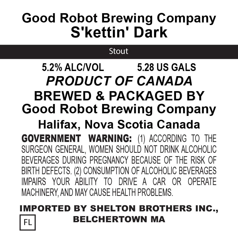 S'kettin' Dark — full label as filed with TTB
