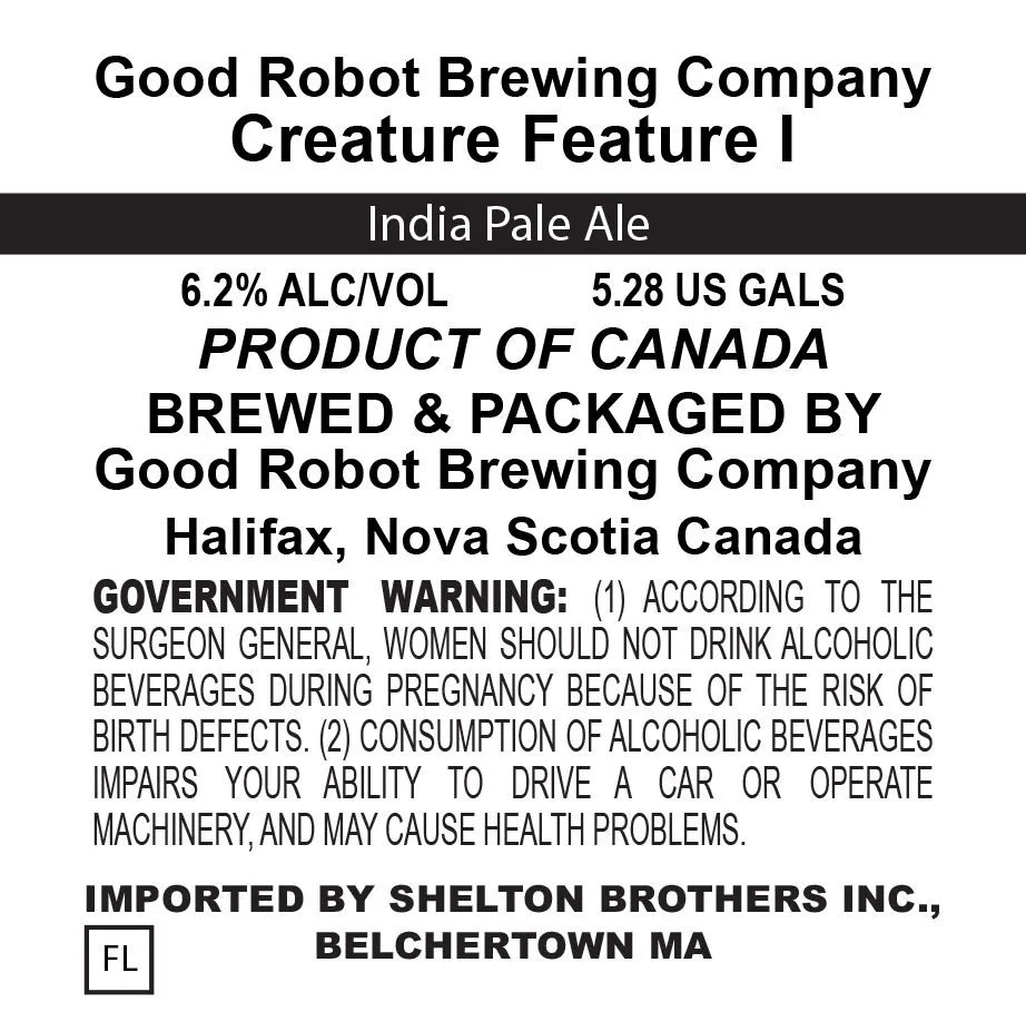 Creature Feature I — full label as filed with TTB