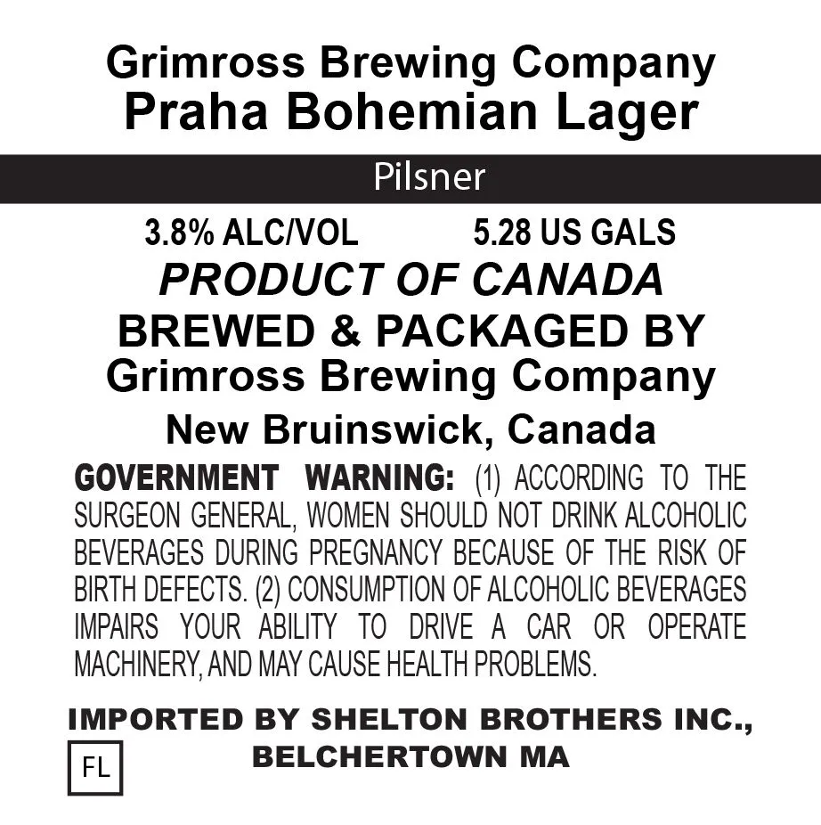 Praha Bohemian Lager label art — GRIMROSS BREWING COMPANY