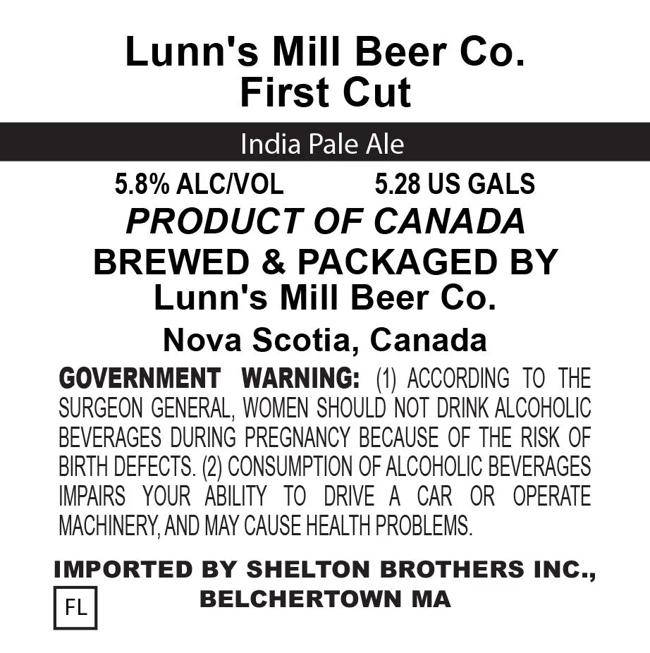 First Cut label art — LUNN'S MILL BEER CO.