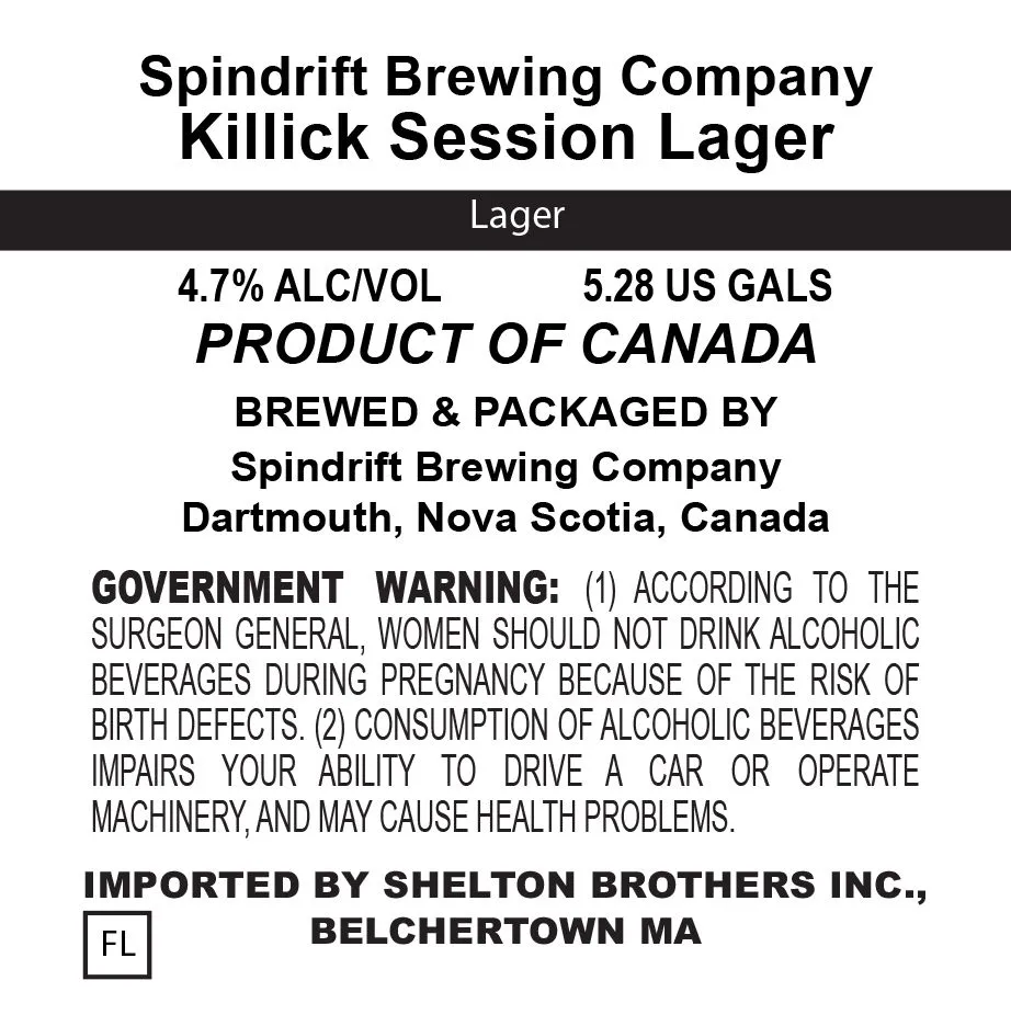 Killick Session Lager label art — SPINDRIFT BREWING COMPANY
