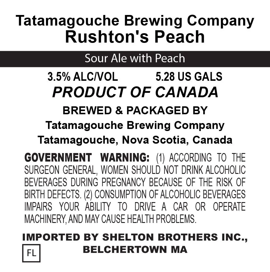 Rushton's Peach — full label as filed with TTB