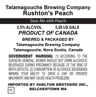 Rushton's Peach label